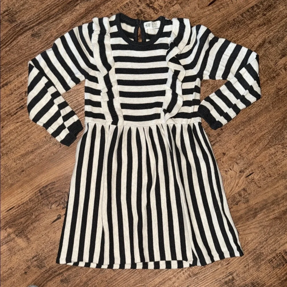 H&M Black and White Striped Kids Dress